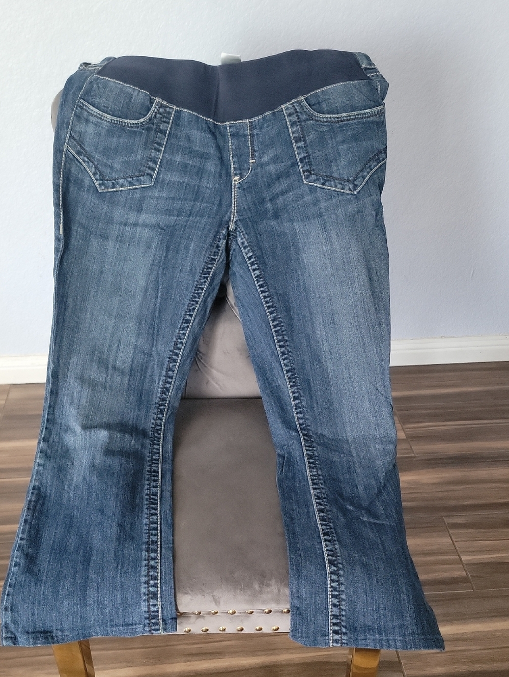 duo Maternity Boot-Cut Stretch Denim Jeans in Blue LG